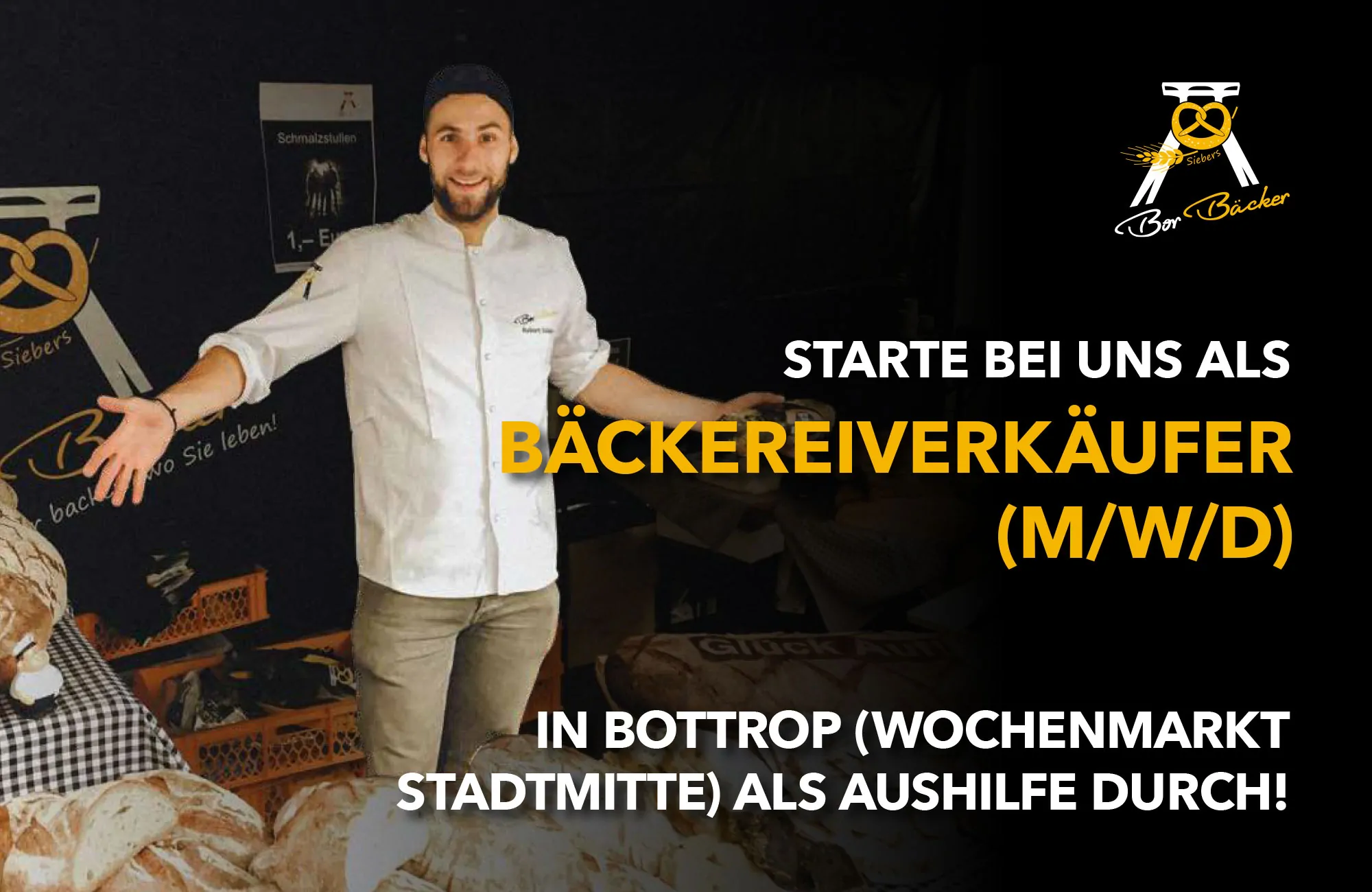 Stellenangebot Bäckereiverkäufer Bottrop Markt Wochenmarkt Stadmitte Aushilfe